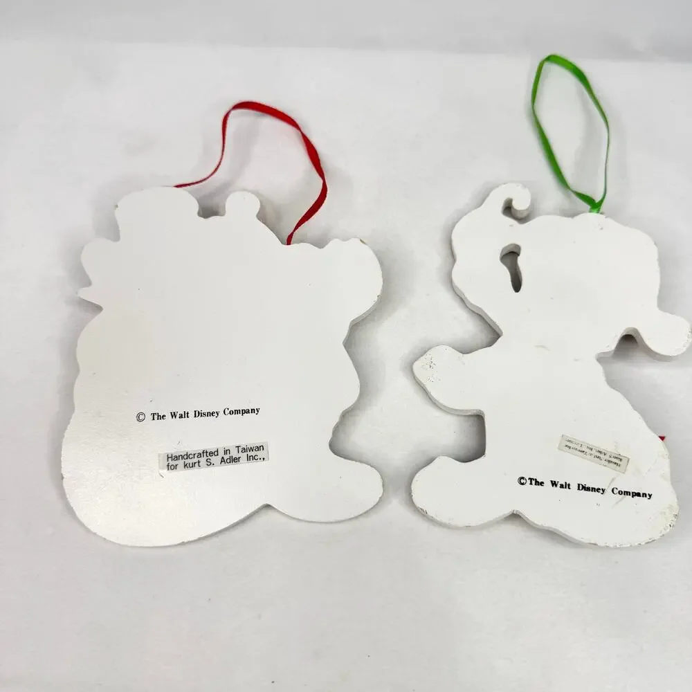 Two Vintage Wooden Disney Christmas Ornaments